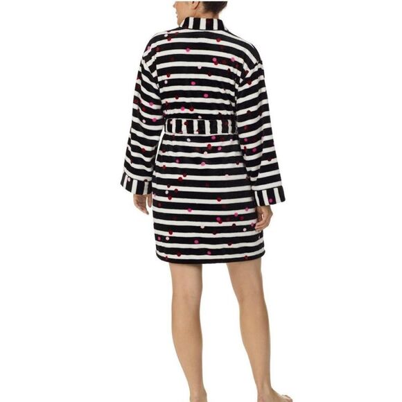 Kate Spade New York Plush Stripe Dot Short Robe Size XS/S - Picture 3 of 6